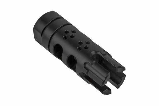 SLR Rifleworks Synergy BCF .30 Caliber muzzle brake features top ports, two chambers, and a 4-prong nose